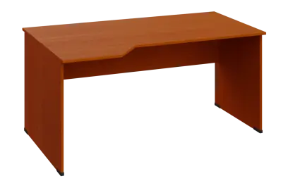 EZL 28 - 164 stůl kancelářský, rohový, levý, dřevěná podnož, deska 25 mm, široký 1600 mm, třešeň šumavská